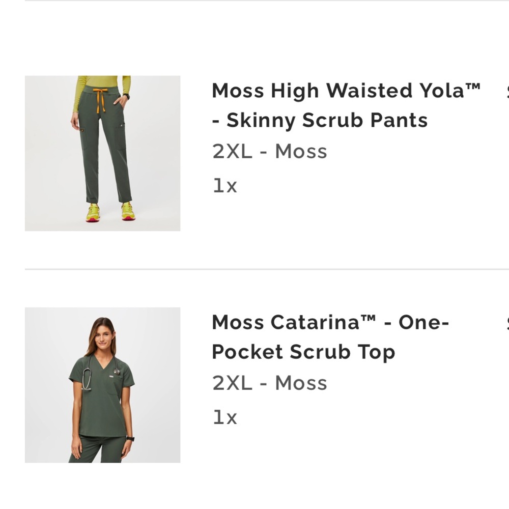 Figs set moss green with orange xxl